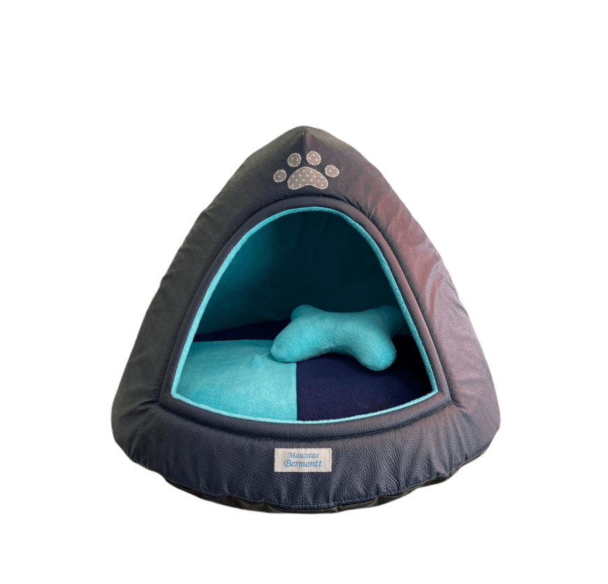 Mascotas Bermontt Cama Igl M Azul Oscuro Con Patita Gris Para Mascotas Qmascotas